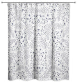 Navy Botanical Pattern 71x74 Shower Curtain
