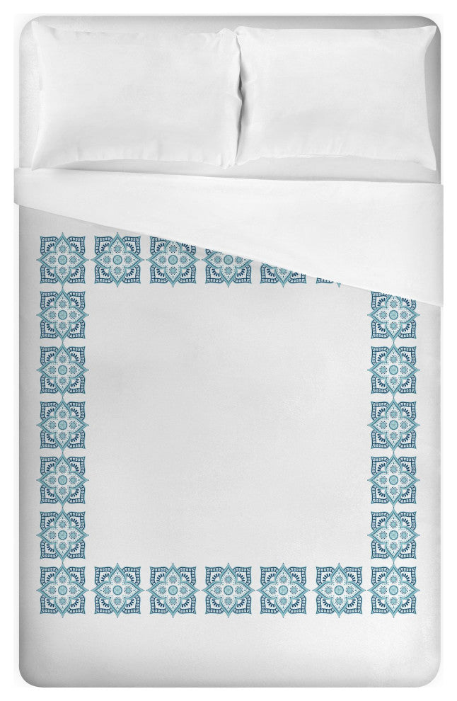 Blue Tile Border King Brushed Poly Duvet