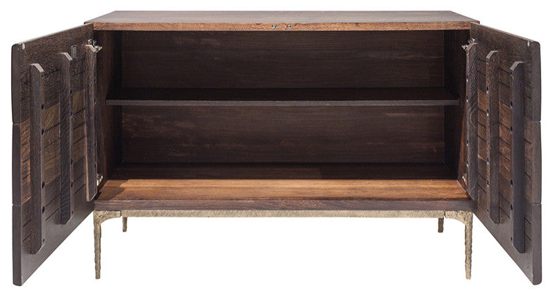 Kulu Seared Oak and Gilded Bronze Cast Iron Legs Sideboard Buffet