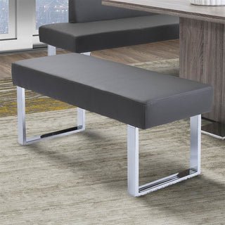 Amanda Contemporary Chrome Dining Bench, Gray