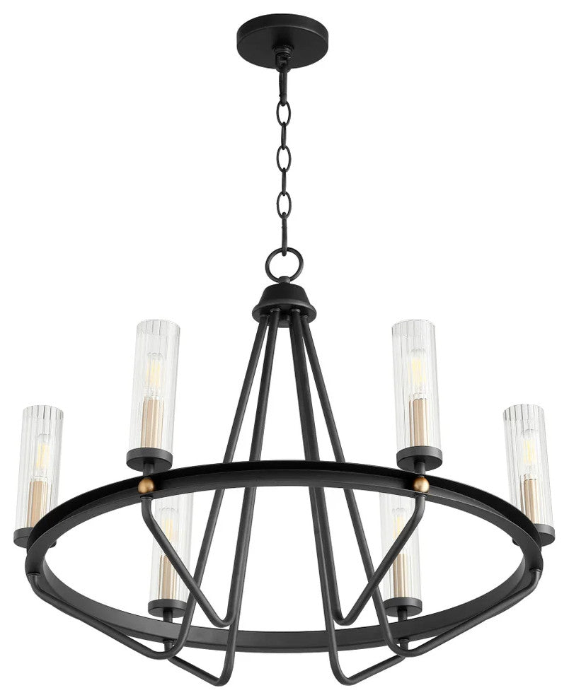 Quorum Empire 6-Light Chandelier Noir With Aged Brass