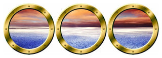 VWAQ Arctic Scenery Wall Decals, Porthole Window Decor, Gold, 20" Diameter