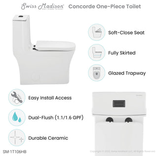 Concorde 1-Piece Square Toilet Dual Flush, Black Hardware 1.1/1.6 gpf