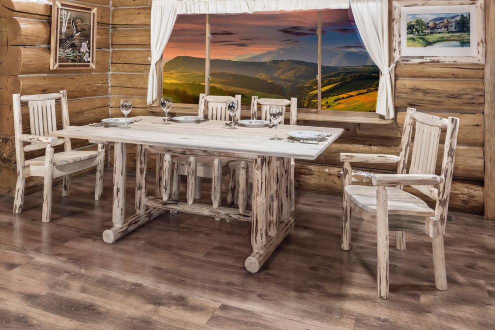 Montana Collection Trestle Based Dining Table, Ready to Finish