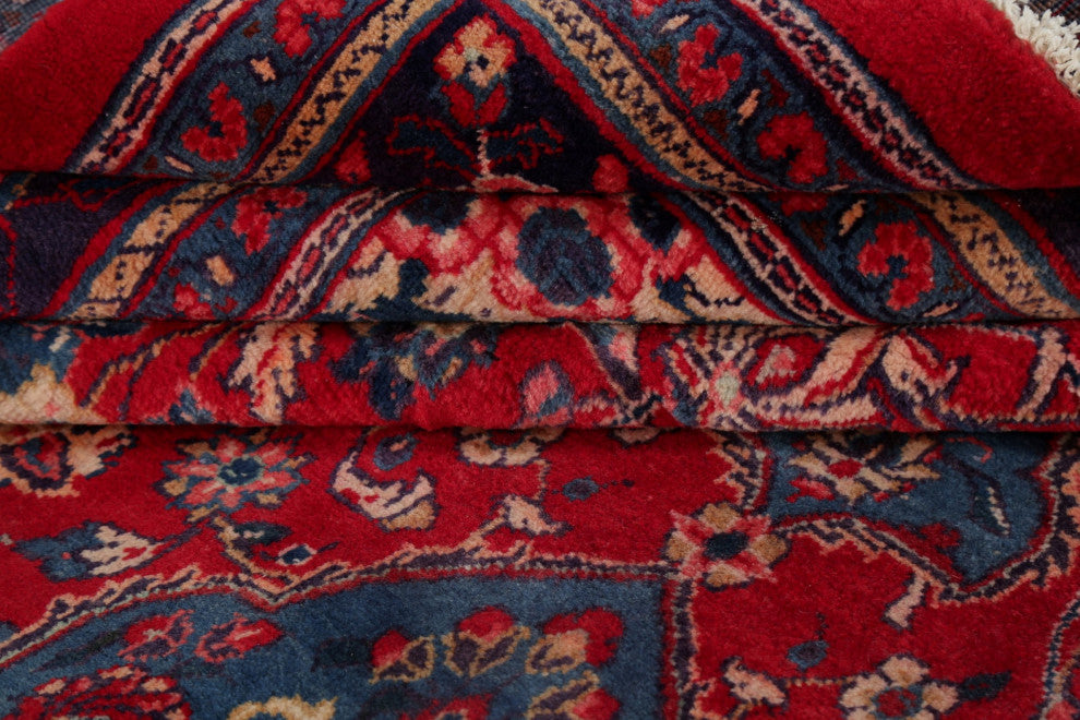 Consigned, Vintage Oriental Handmade Persian Traditional Area Rug, Red, 10x14