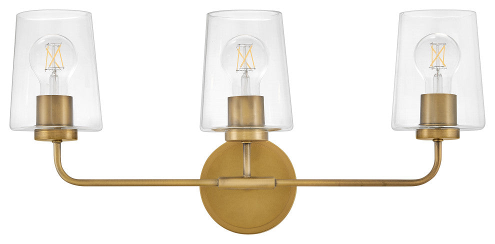 Lark Kline Medium Three Light Vanity, Heritage Brass