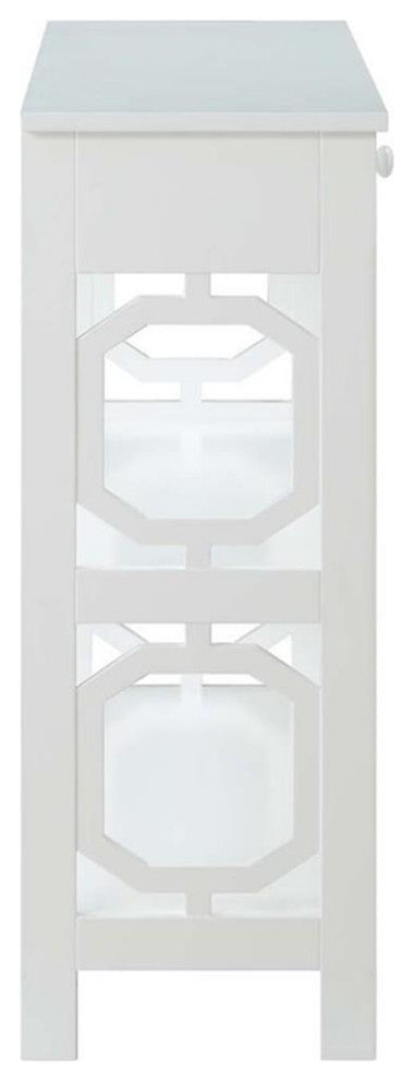 Convenience Concepts Omega Storage Console Table in White Wood Finish