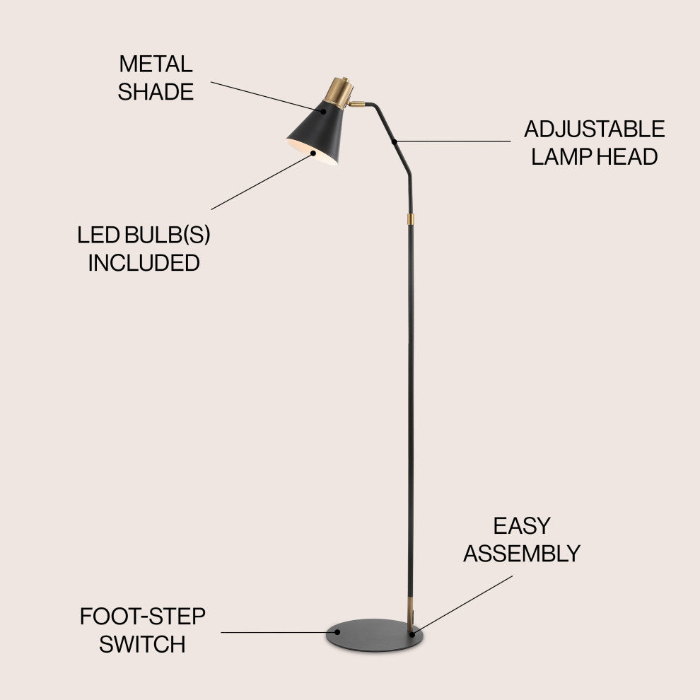 Apollo Modern Metal LED Task Floor Lamp