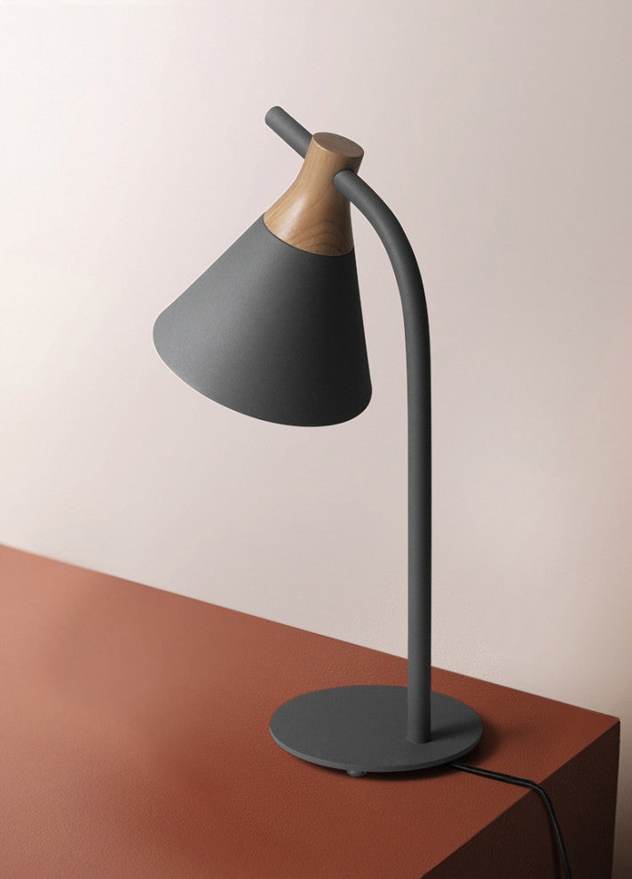 Modern simple iron wood desk lamp for study, bedroom, parlor, bookstore, hotel, G