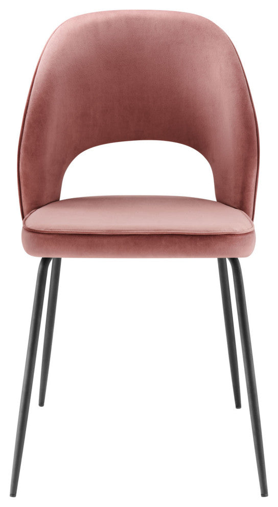 Dining Chair, Set of 2, Black Pink, Velvet, Modern, Cafe Bistro Hospitality
