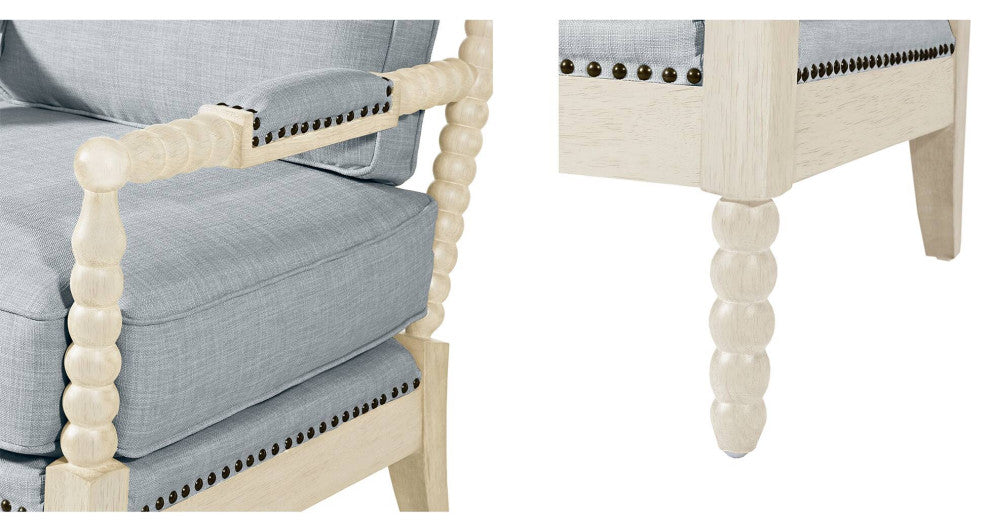 Madison Park Donohue Accent Arm Chair, Light Blue/Antique Cream