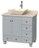 Acclaim Oyster Gray Vanity, 36", Pyra Bone Porcelain, Ivory Marble