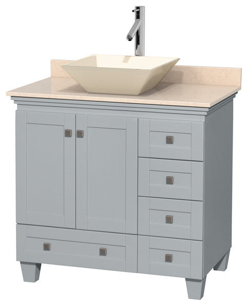 Acclaim Oyster Gray Vanity, 36", Pyra Bone Porcelain, Ivory Marble