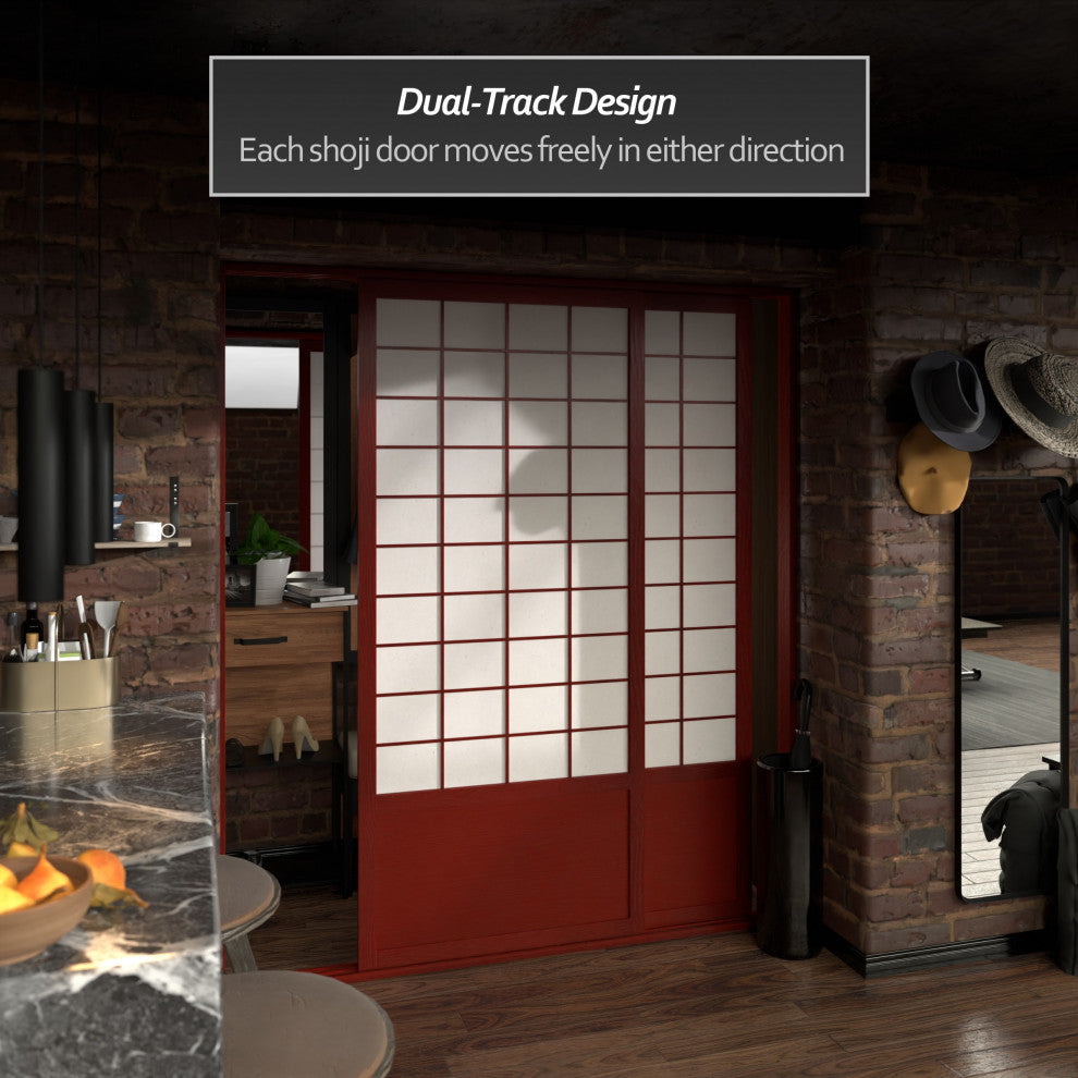 7' Tall Zen Shoji Sliding Door Kit, Rosewood