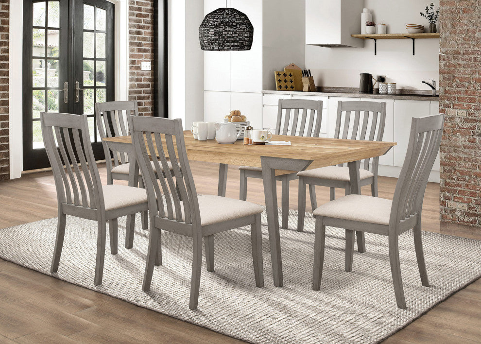 Rectangular Wood Dining Table, Natural Acacia and Gray