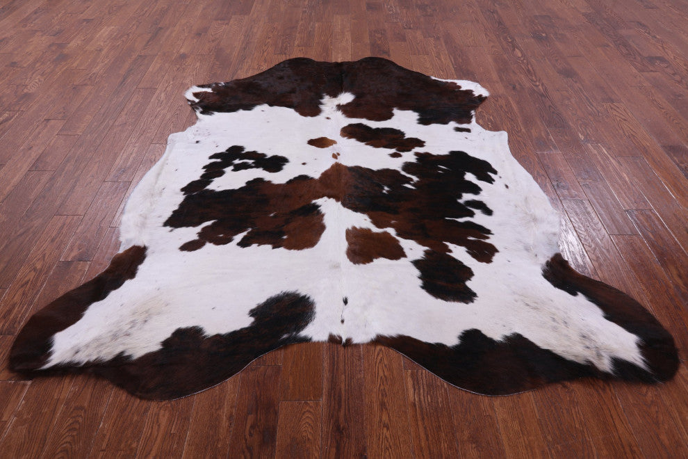 7' 3" X 7' 1" Tricolor Natural Cowhide Rug C2196