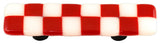Art Glass Rectangle Checked Pull, Black Post, Brick Red White Squares