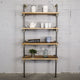 Sacramento Industrial 33" 4-Tier Bookcase, Brushed Brass Gray Steel/Natural Wood