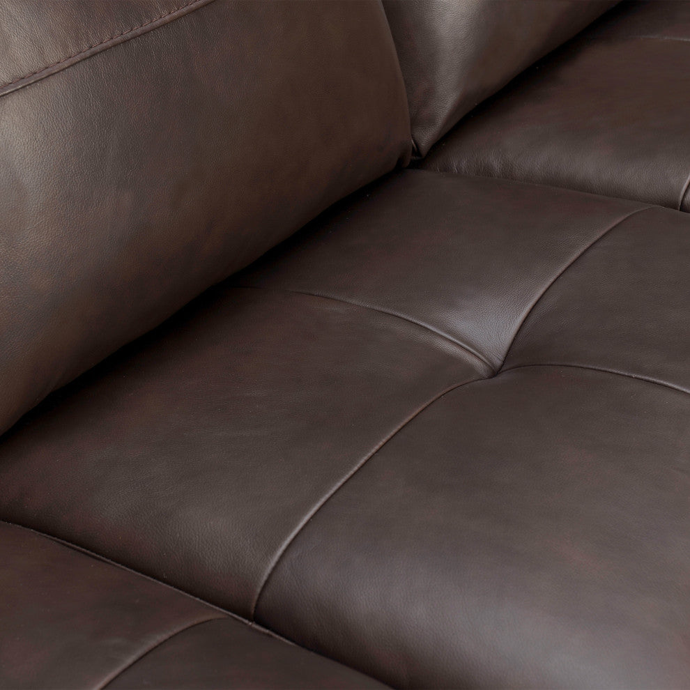 Bergen 87" Genuine Leather Square Arm Sofa, Espresso