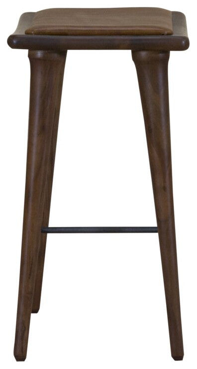 Walnut Finish Leather Counter Stool