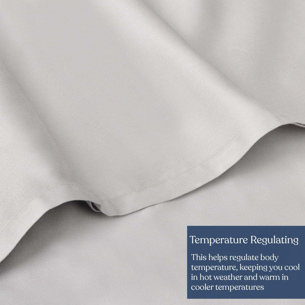 Delara 100% Eucalyptus Lyocell Tencel Sheet, 1 Flat Sheet Only, Dove, Full, 90"x105"