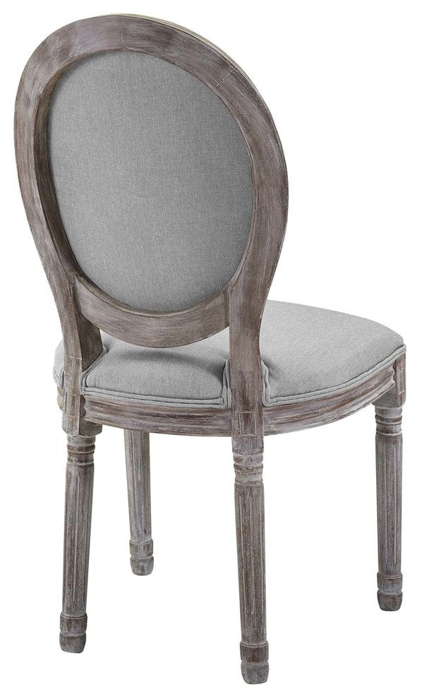 Arise Vintage French Upholstered Fabric Dining Side Chair Light Gray