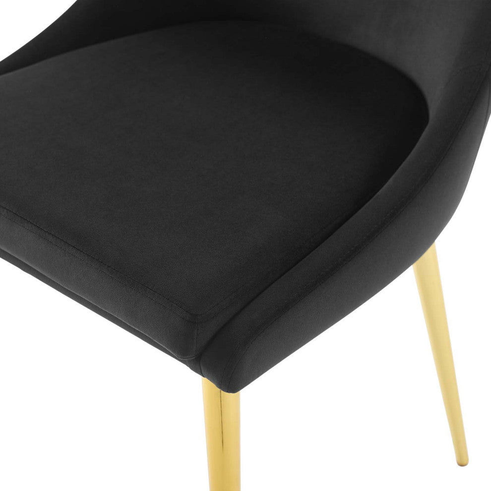 Side Dining Chair, Velvet, Metal, Black, Modern, Bistro Restaurant Hospitality
