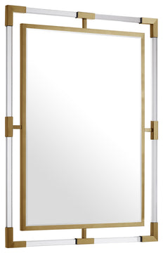 Ghost Mirror, Acrylic/Brushed Gold, Rectangular