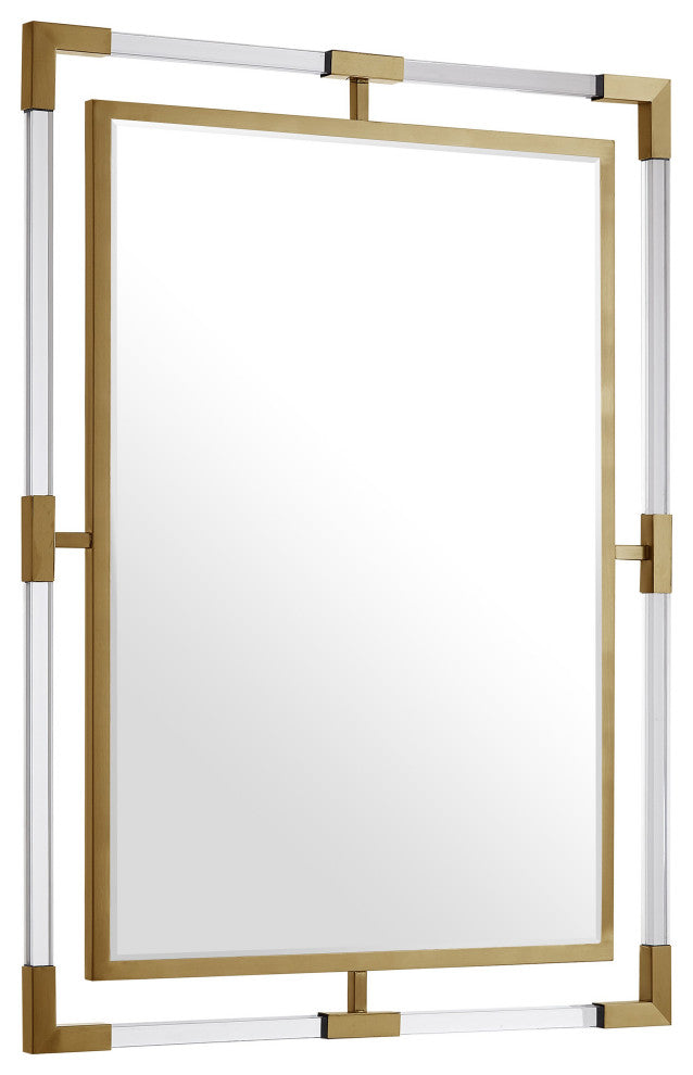 Ghost Mirror, Acrylic/Brushed Gold, Rectangular