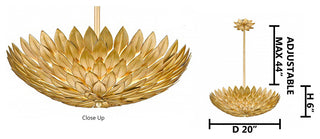 20"D 5-Light Gold Metal Leaf Chandelier