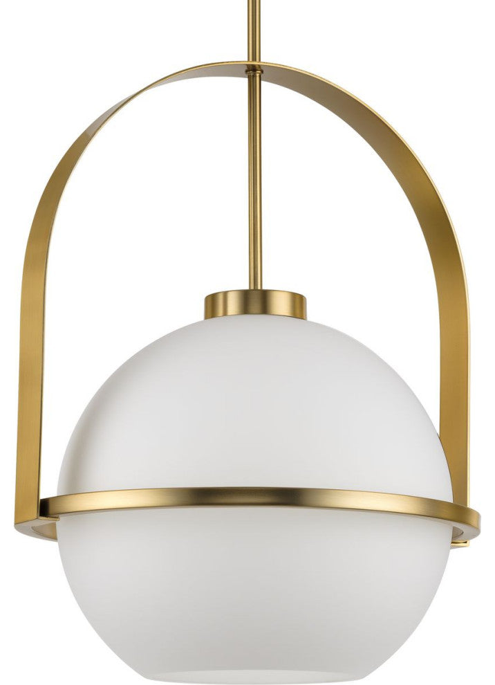 Delayne Collection 21" 1-Light Brushed Bronze Etched Opal Pendant Light