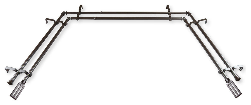 Mabel 13/16" Bay Window Double Curtain Rod, Cocoa
