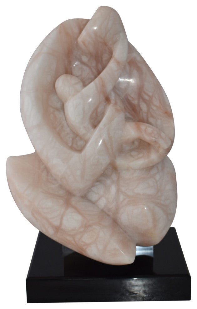 Mother and Child Marble Sculpture mounted on carousel base  12" x 11" x 19"H