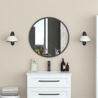 Halcyon Black 28 Framed Round mirror