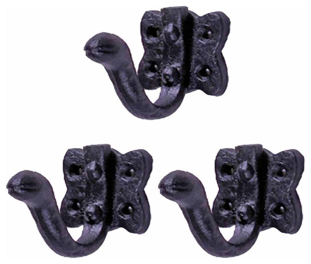 Cast Iron Coat Wall Hook Elephant Design set of 3 Renovators Supply