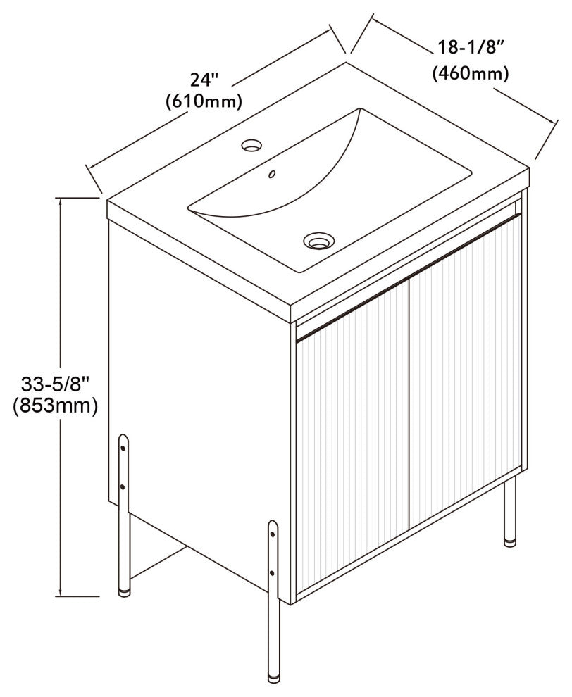 Flutie 24" Bathroom Vanity Set, Walnut