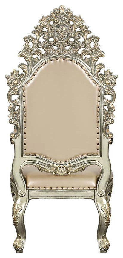 Acme Sorina Arm Chair Set of 2 PU and Antique Gold Finish