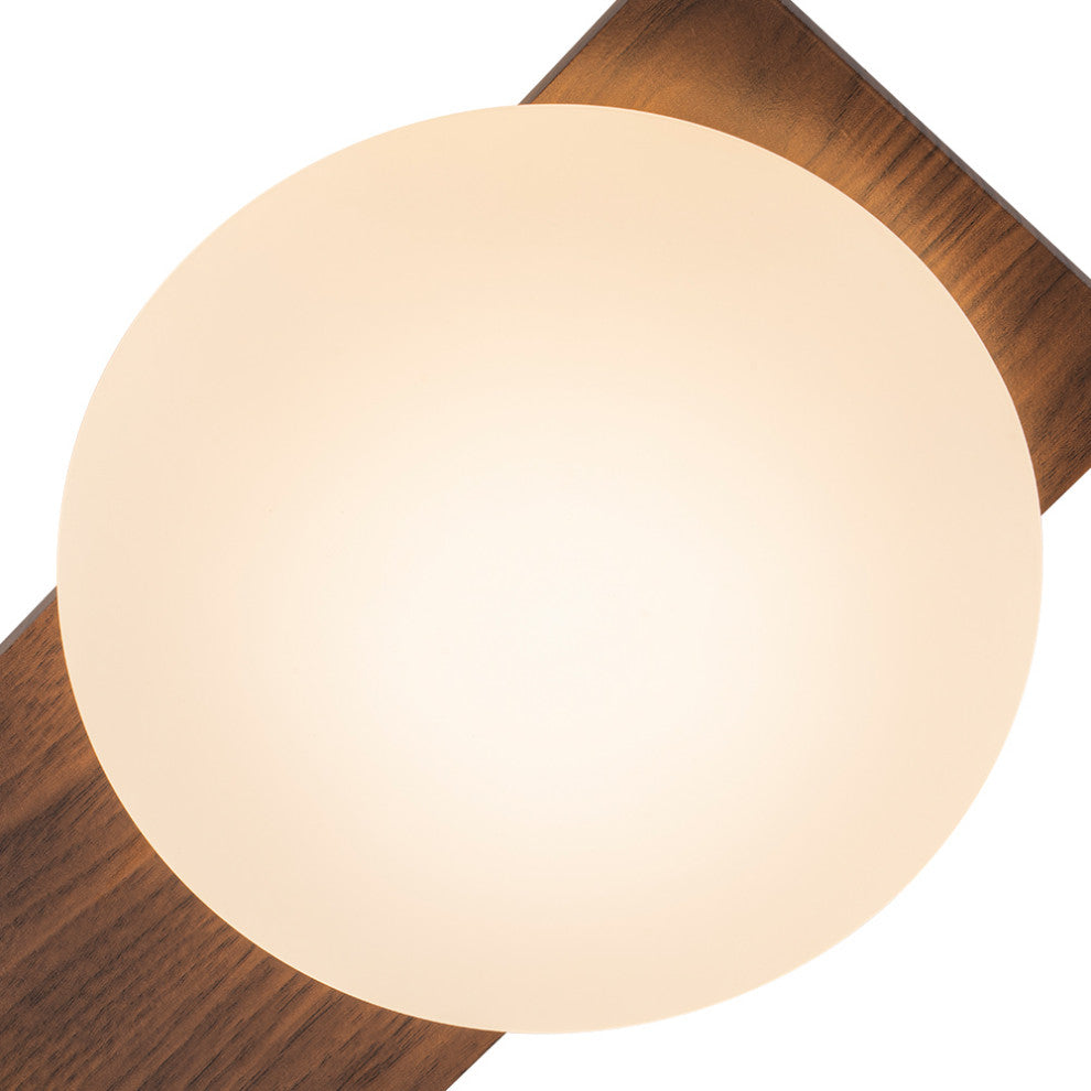 Farmhouse 3-Light Walnut Grain LED Rectangle Semi Flush Mount With Shade