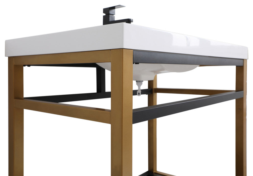 Home Living Single Bathroom Metal Vanity, Golden Black, 36"