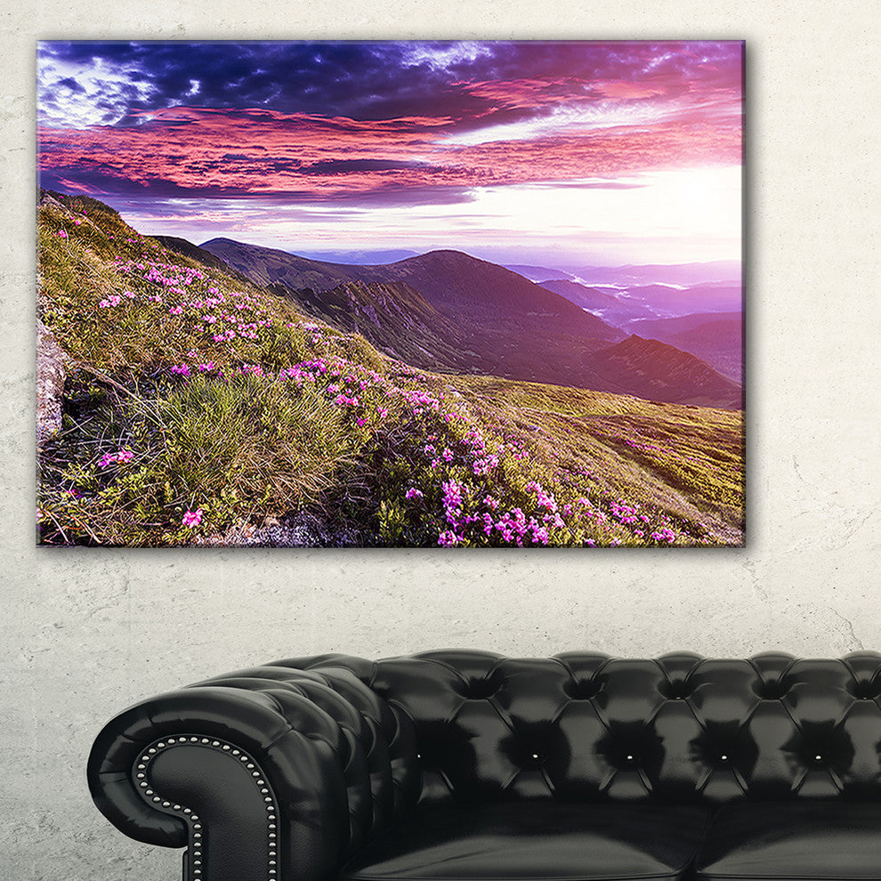 "Rhododendron Flowers in Hills" Landscape Photo Wall Art, 32"x16"