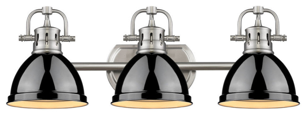 Duncan 3-Light Vanity, Pewter, Black