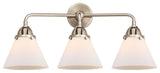 Large Cone Bath Vanity Light, Brushed Satin Nickel, Matte White, Matte White