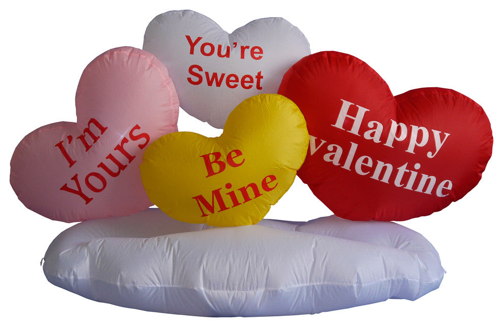 Valentine's Day Inflatable Love Hearts & Cloud Yard Decoration, 5' Long