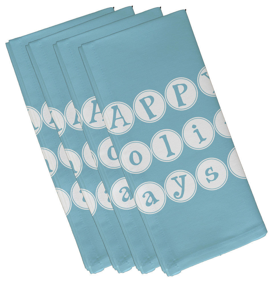 Happy Holidays, Word Print Napkin, Light Blue, Set of 4