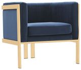 Paramount Accent Armchair, Royal Blue and Polished Brass