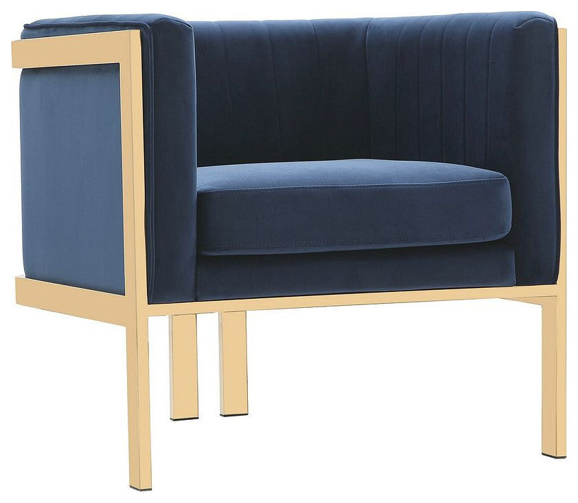 Paramount Accent Armchair, Royal Blue and Polished Brass