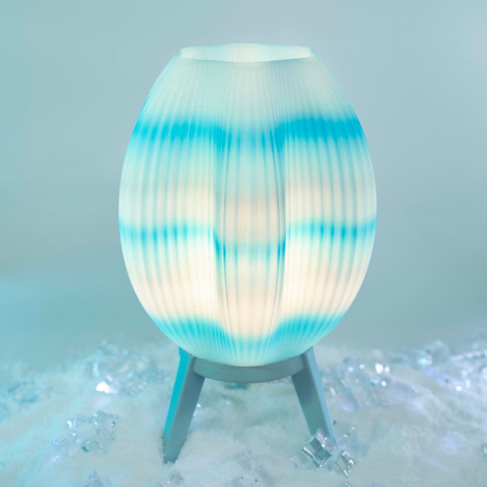 Wavy 16.5" Plant-Base PLA Dimmable LED Table Lamp, Blue/White