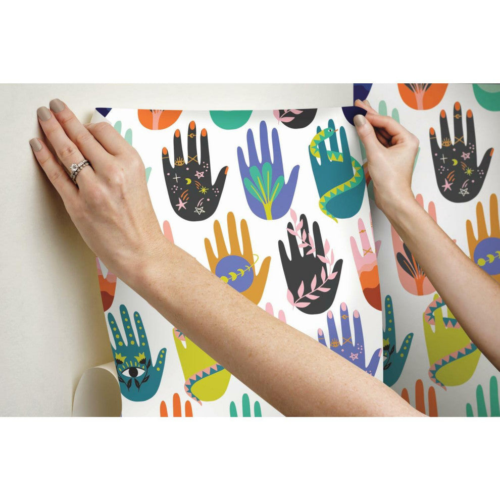 White & Purple Hamsa Peel & Stick Wallpaper