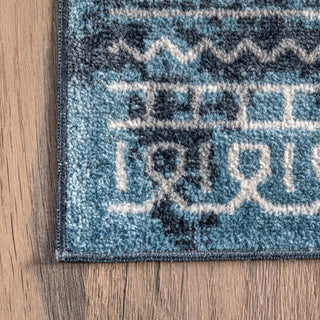 Nuloom Prestyn Machine Washable Faded Tribal Trellis Area Rug, Aqua 6'7"x9'