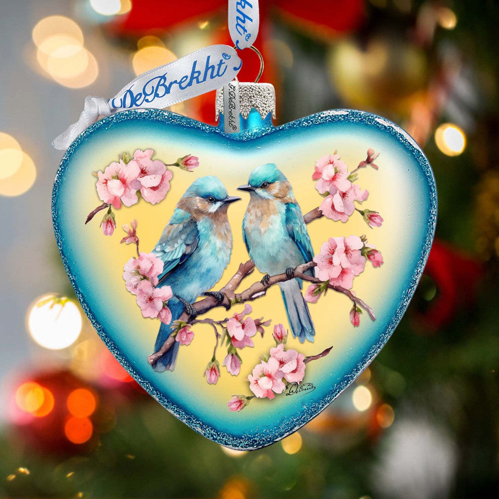 Blooming Love Heart Glass Ornament Christmas Decor